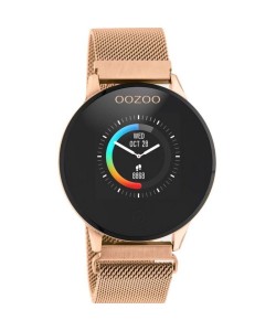 Oozoo Stainless Steel Smartwatch με Παλμογράφο 43mm και ροζ χρυσό μπρασελέ