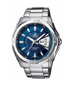 CASIO Edifice Ρολόι Ασημί με Μεταλλικό Μπρασελέ και Μπλέ Καντράν