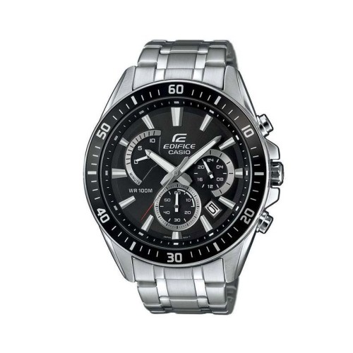 CASIO Edifice Ρολόι Ασημί με Μεταλλικό Μπρασελέ και Μαύρο Καντράν