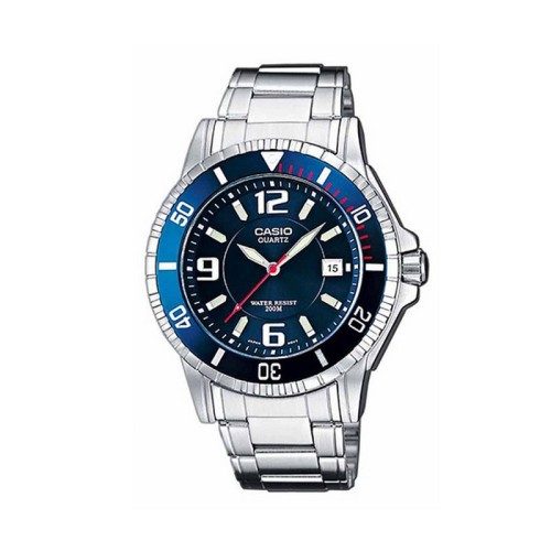 CASIO Sports Timer Ρολόι Ασημί με Μεταλλικό Μπρασελέ και Μπλε Καντράν