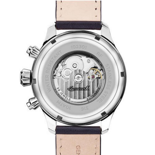 INGERSOLL The Delta Automatic Ρολόι Ασημί με Μαύρο Δερμάτινο Λουράκι και Μπεζ Καντράν