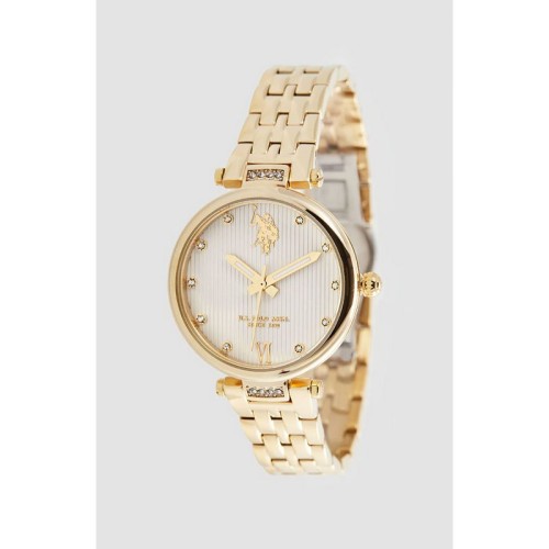 U.S. POLO ASSN. Margot Crystals Ρολόι Χρυσό με Μεταλλικό Μπρασελέ και ΛευκΚαντράν