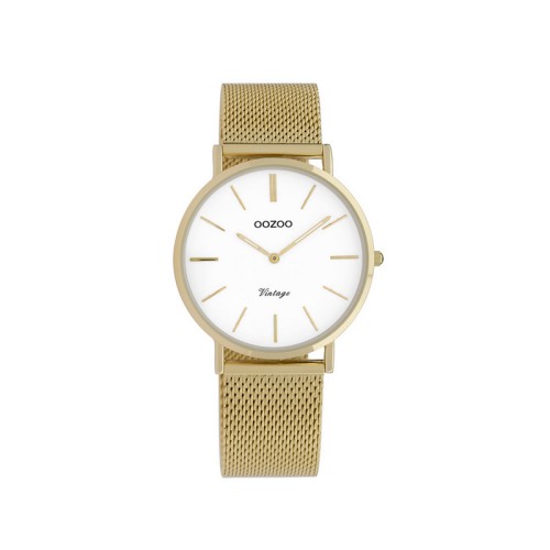 OOZOO Timepieces Ρολόι Χρυσό με Μεταλλικό Μπρασελέ και Λευκό Καντράν