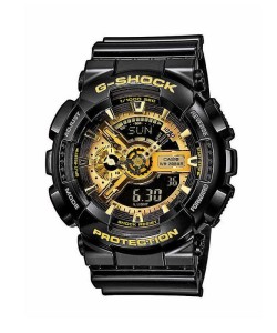 CASIO G-SHOCK Ρολόι Μαύρο με Μεταλλικό Μπρασελέ και Μαύρο με Χρυσό Καντράν