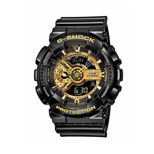 CASIO G-SHOCK Ρολόι Μαύρο με Μεταλλικό Μπρασελέ και Μαύρο με Χρυσό Καντράν