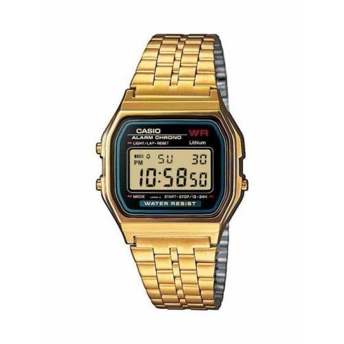 CASIO Vintage Ρολόι Χρυσό με Μεταλλικό Μπρασελέ και Μαύρο Καντράν