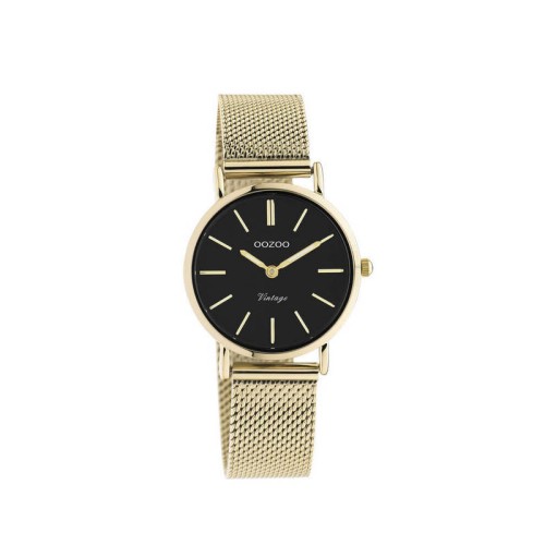 OOZOO Timepieces Ρολόι Χρυσό με Μεταλλικό Μπρασελέ και Μαύρο Καντράν