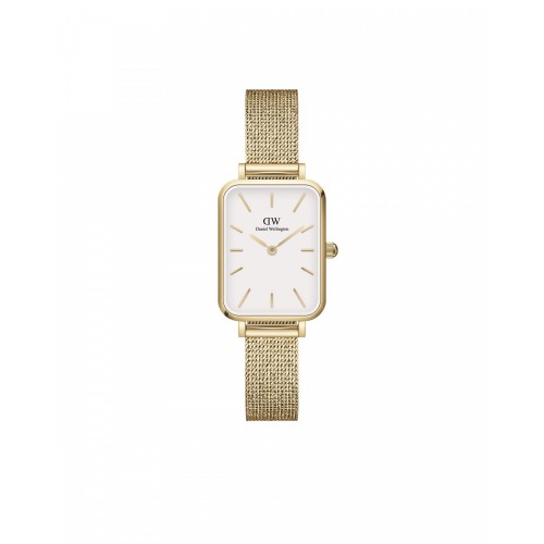 DANIEL WELLINGTON Quadro Pressed Evergold Ρολόι Χρυσό με Μεταλλικό Μπρασελέ και Λευκό Καντράν