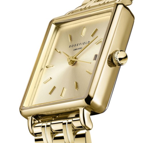 Rosefield The Boxy XS Champagne Γυναικείο Ρολόι με Μεταλλικό Μπρασελέ σε Κίτρινο χρώμα