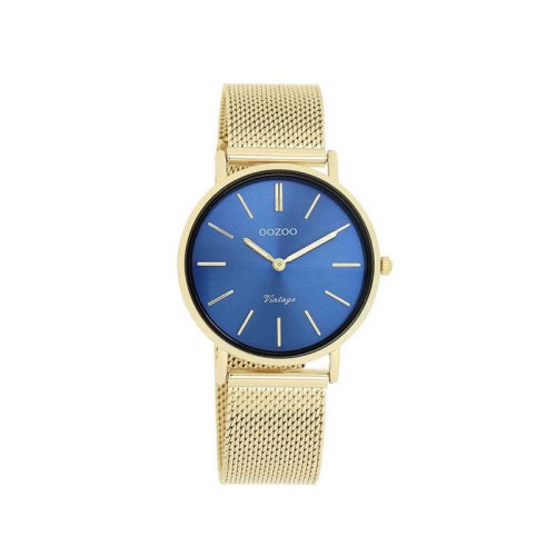 OOZOO Timepieces Ρολόι Χρυσό με Μεταλλικό Μπρασελέ και Μπλε Καντράν