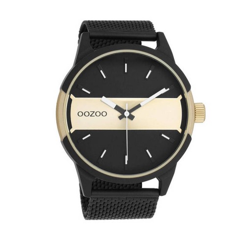 OOZOO Timepieces Ρολόι Μαύρο με Μεταλλικό Μπρασελέ και Μαύρο με Χρυσό Καντράν