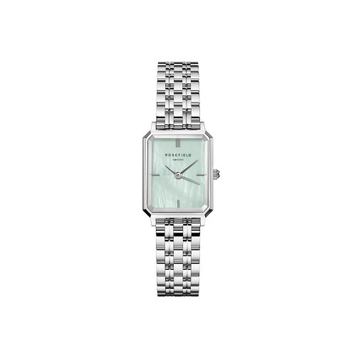 Rosefield Octagon XS Green Γυναικείο Ρολόι με Ασημί Μεταλλικό Μπρασελέ