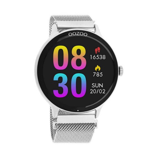 OOZOO Timepieces Smartwatch Ρολόι Ασημί με Μεταλλικό Μπρασελέ και Μαύρο Καντράν