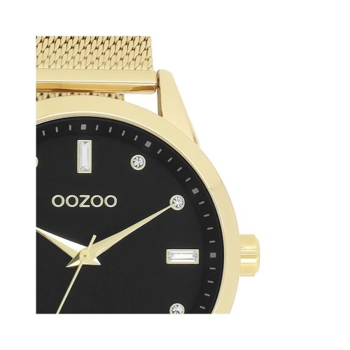 OOZOO Timepieces Ρολόι Χρυσό με Μεταλλικό Μπρασελέ και Μαύρο Καντράν