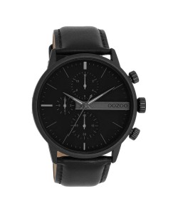 OOZOO Timepieces Ανδρικό ρολόι με μαύρο καντράν και μαύρο δερμάτινο λουράκι