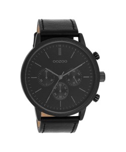 OOZOO Timepieces Ανδρικό ρολόι με μαύρο καντράν και μαύρο δερμάτινο λουράκι