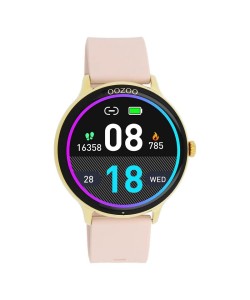 OOZOO Ρολόι Smartwatch με ψηφιακό καντράν και ροζ λουράκι από καουτσούκ.