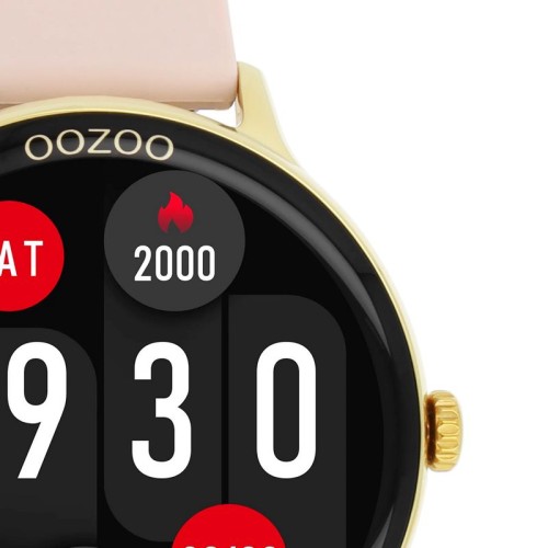 OOZOO Ρολόι Smartwatch με ψηφιακό καντράν και ροζ λουράκι από καουτσούκ.