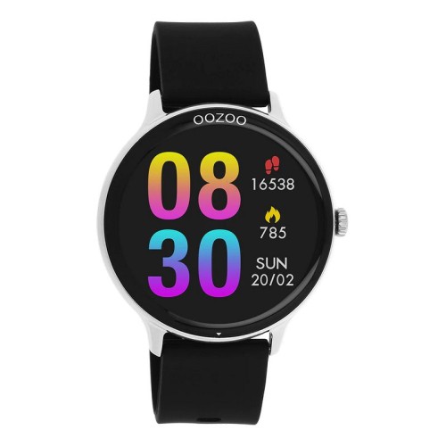 OOZOO Ρολόι Smartwatch με ψηφιακό καντράν και μαύρο λουράκι από καουτσούκ.