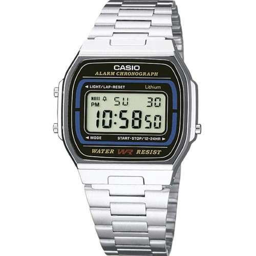 CASIO Collection Ρολόι Ασημί με Μεταλλικό Μπρασελέ και Ψηφιακό Μαύρο Καντράν