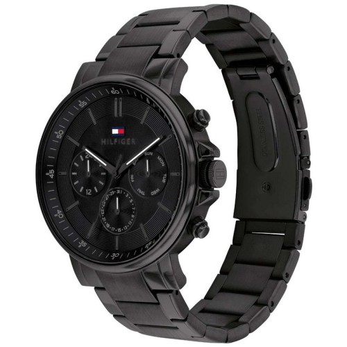 Tommy Hilfiger Ρολόι Tyson με Μαύρο Καντραν και Μεταλλικό Μπρασελέ