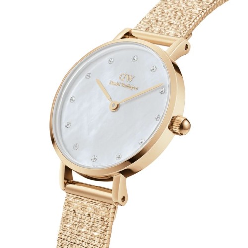 DANIEL WELLINGTON Petite Lumine Pressed Piano Ρολόι Χρυσό με Μεταλλικό Μπρασελέ και Φιλντισι Καντράν