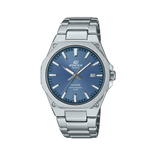 CASIO Edifice Ρολόι Ασημί με Μεταλλικό Μπρασελέ και Μπλε Καντράν