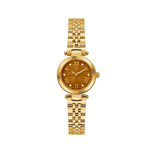 GC Flair Ρολόι Quartz Ακριβείας Χρυσό με Μεταλλικό Μπρασελέ και Καφέ Καντράν