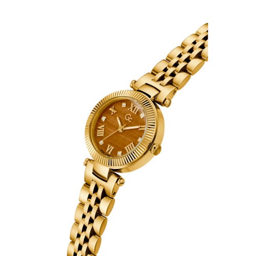 GC Flair Ρολόι Quartz Ακριβείας Χρυσό με Μεταλλικό Μπρασελέ και Καφέ Καντράν