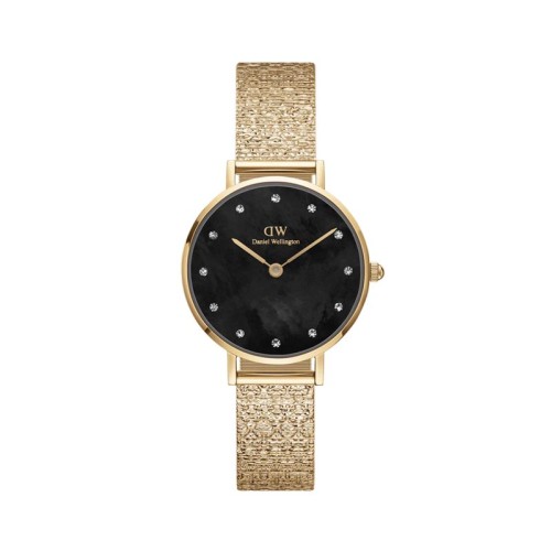 DANIEL WELLINGTON Petite Lumine Pressed Piano Ρολόι Χρυσό με Μεταλλικό Μπρασελέ και Μαύρο Καντράν