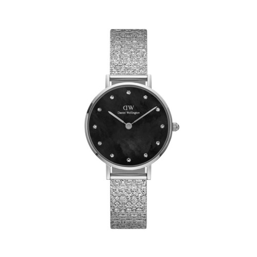 DANIEL WELLINGTON Petite Lumine Pressed Piano Ρολόι Ασημί με Μεταλλικό Μπρασελέ και Μαύρο Καντράν