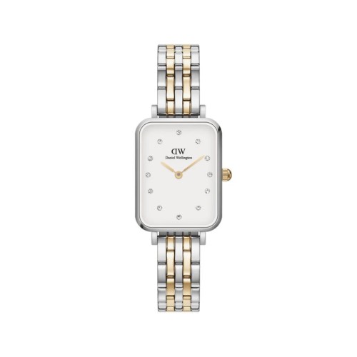 DANIEL WELLINGTON Quadro Lumine 5-link two-tone Ρολόι Ασημί και Χρυσό με Μεταλλικό Μπρασελέ και Λευκό Καντράν