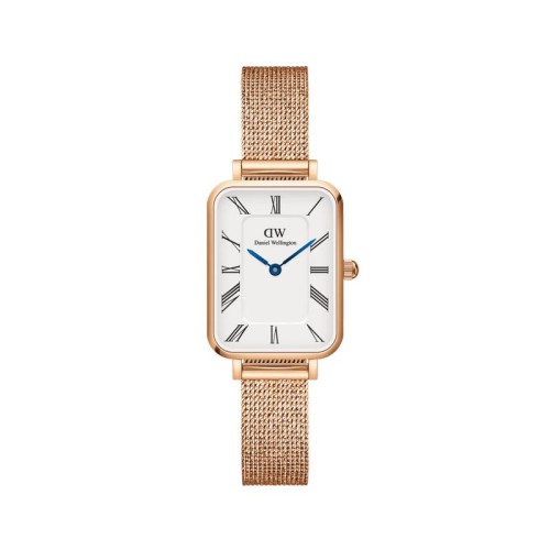 DANIEL WELLINGTON Quadro Roman Numerals Melrose Ρολόι Ροζ Χρυσό με Μεταλλικό Μπρασελέ και Λευκό Καντράν