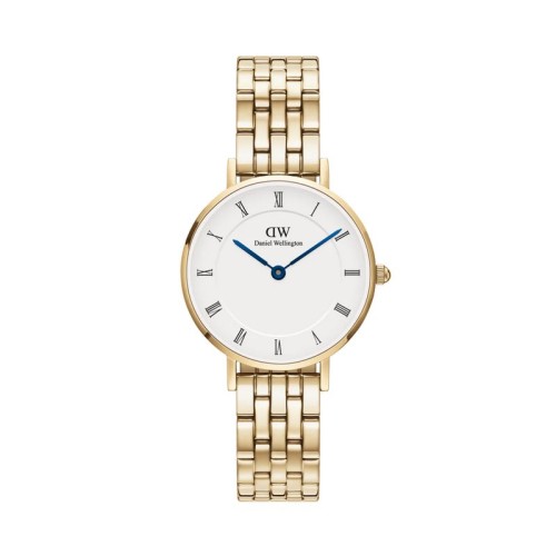 DANIEL WELLINGTON Petite Roman Numerals 5-Link Ρολόι Χρυσό με Μεταλλικό Μπρασελέ και Λευκό Καντράν