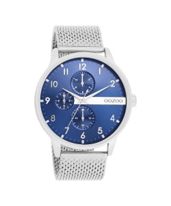 OOZOO Timepieces Ρολόι ασημί με μπλέ καντράν και μπρασελέ