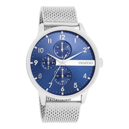 OOZOO Timepieces Ρολόι ασημί με μπλέ καντράν και μπρασελέ