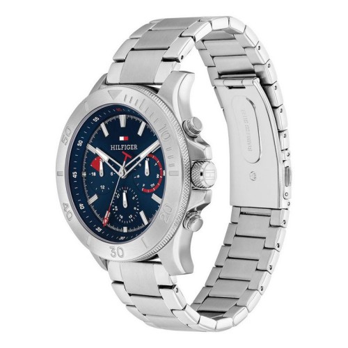 TOMMY HILFIGER Bryan Multifunction Ρολόι Ασημί με Μεταλλικό Μπρασελέ και Μπλέ Καντράν