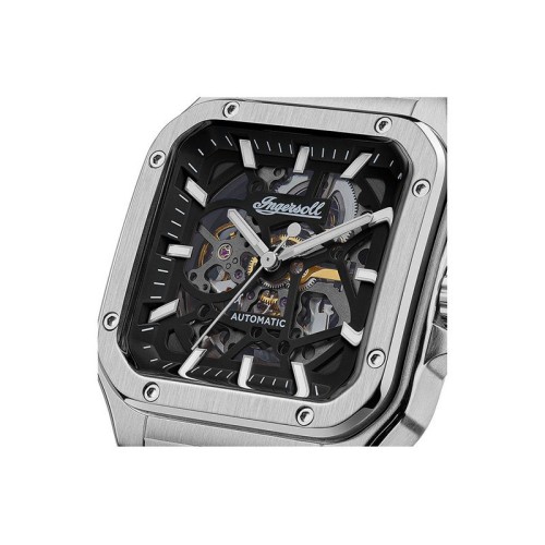INGERSOLL The Ollie Automatic Ρολόι Ασημί με Μεταλλικό Μπρασελέ και Μαύρο Skeleton Καντράν