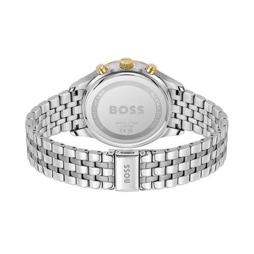 HUGO BOSS Avery Ρολόι Ασημί και Χρυσό με Μεταλλικό Μπρασελέ και Πράσινο Καντράν