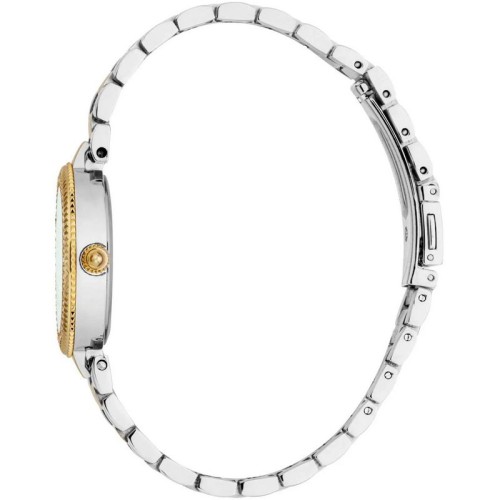 JUST CAVALLI Glam Crystals Ρολόι Ασημί και Χρυσό με Μεταλλικό Μπρασελέ και Πράσινο Καντράν
