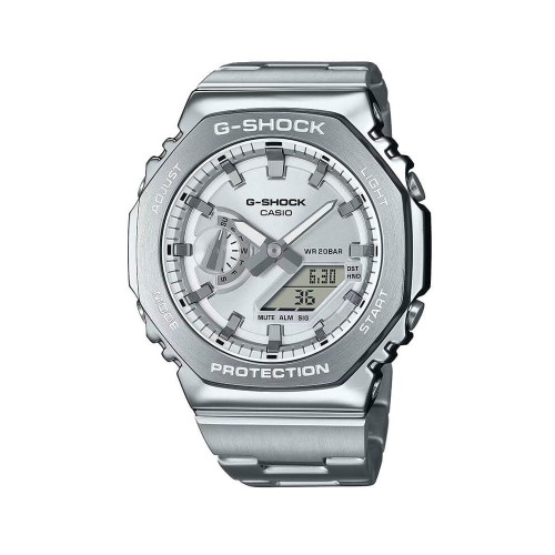 CASIO G-SHOCK Ρολόι Χειρός με Ασημί Μπρασελέ και Ασημί Καντραν GM-2110D-7AER