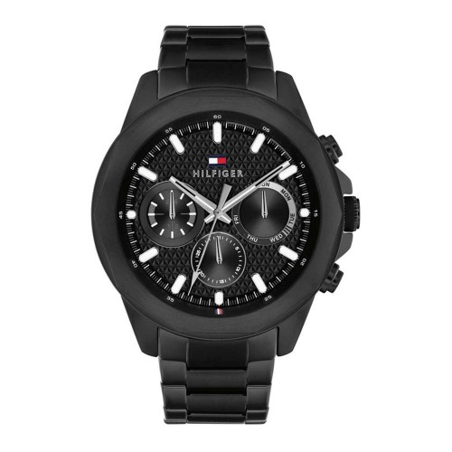 TOMMY HILFIGER Casual Ρολόι Μαυρο με Μεταλλικό Μπρασελέ και Μαύρο Καντράν