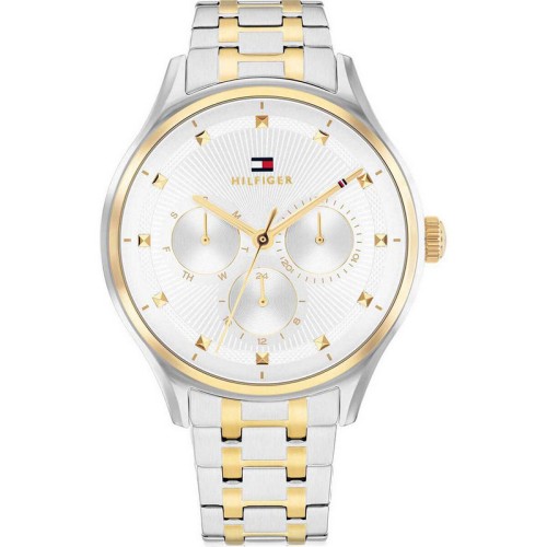 TOMMY HILFIGER Multifunction Ρολόι Ασημί και Χρυσό με Μεταλλικό Μπρασελέ και Ασημί Καντράν