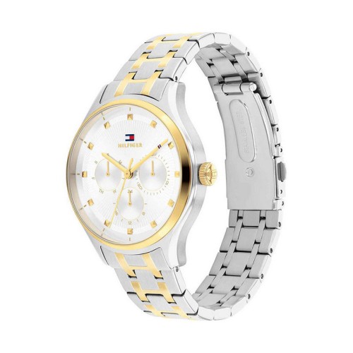 TOMMY HILFIGER Multifunction Ρολόι Ασημί και Χρυσό με Μεταλλικό Μπρασελέ και Ασημί Καντράν