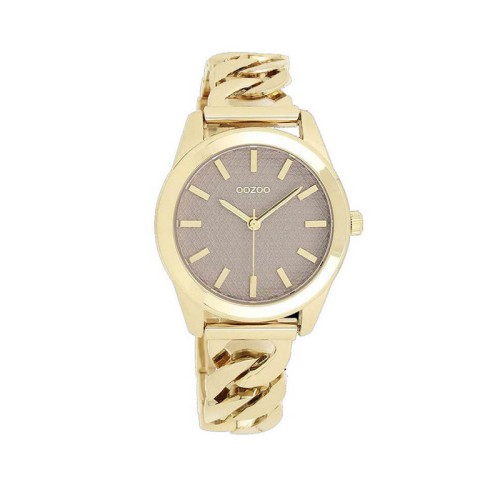 OOZOO Timepieces Ρολόι Χρυσό με Μεταλλικό Μπρασελέ και Καφέ Καντράν