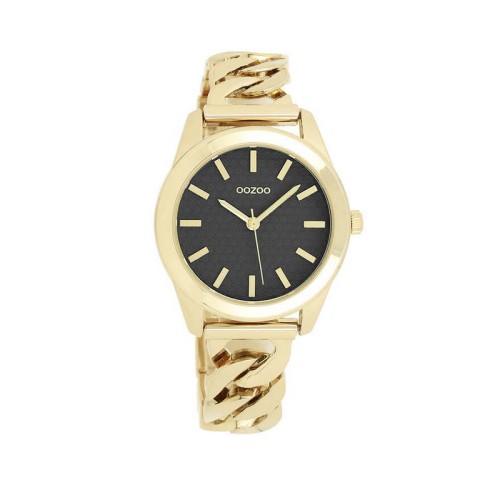 OOZOO Timepieces Ρολόι Χρυσό με Μεταλλικό Μπρασελέ και Μαύρο Καντράν