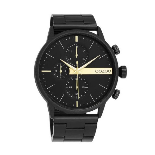 OOZOO Timepieces Ρολόι Μαύρο με Μεταλλικό Μπρασελέ και Μαύρο Καντράν