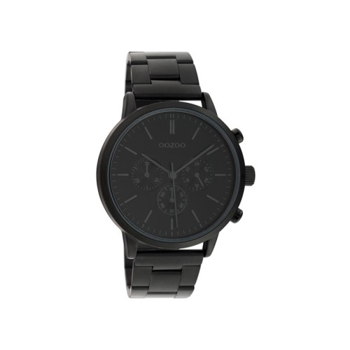 OOZOO Timepieces Ρολόι Μαύρο με Μεταλλικό Μπρασελέ και Μαύρο Καντράν