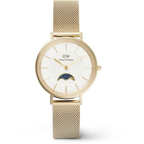 DANIEL WELLINGTON Petite Lune Evergold Ρολόι Χρυσό με Μεταλλικό Μπρασελέ και Λευκό Καντράν