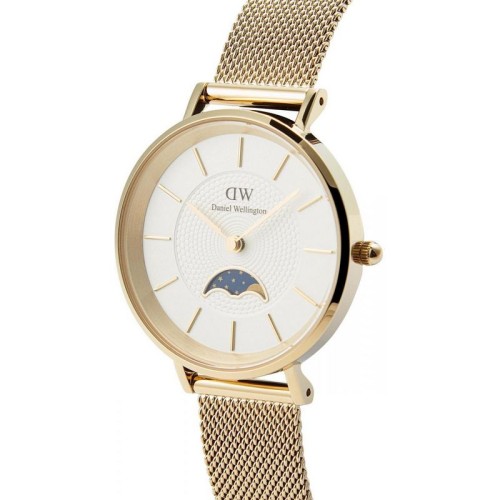 DANIEL WELLINGTON Petite Lune Evergold Ρολόι Χρυσό με Μεταλλικό Μπρασελέ και Λευκό Καντράν